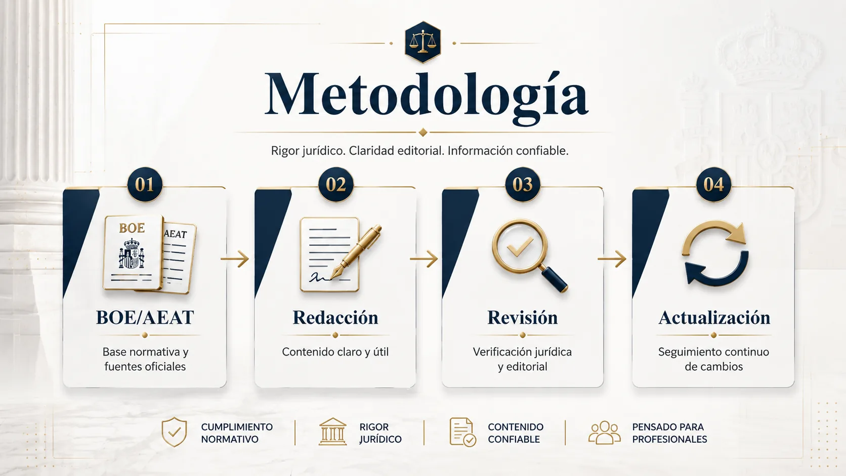 Proceso editorial de Verifactu 2027: fuentes BOE y AEAT, redacción, revisión fiscal y actualización del contenido.
